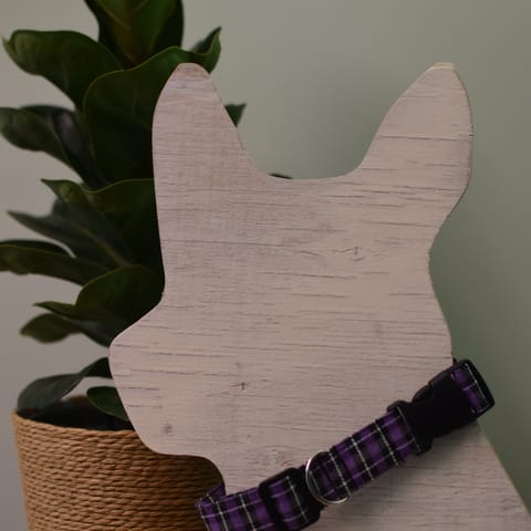 Adjustable Purple Plaid Dog Collar