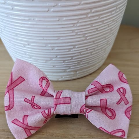 Pink Ribbon Dog Bow Tie