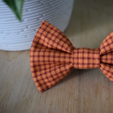 Autumn Gingham Dog Bow Tie