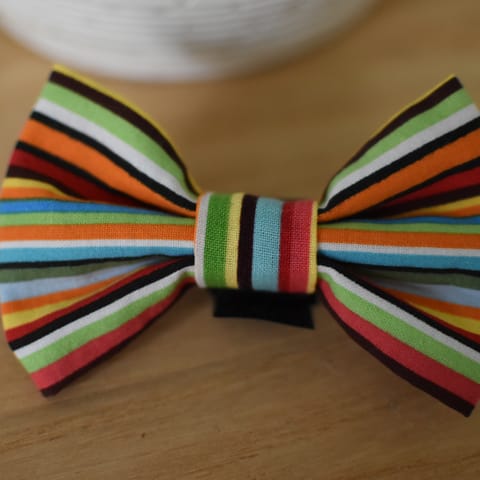 Multi Colored Striped Dog Bow Tie