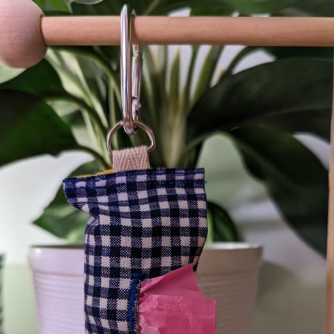 Navy Gingham Dog Waste Bag Dispenser