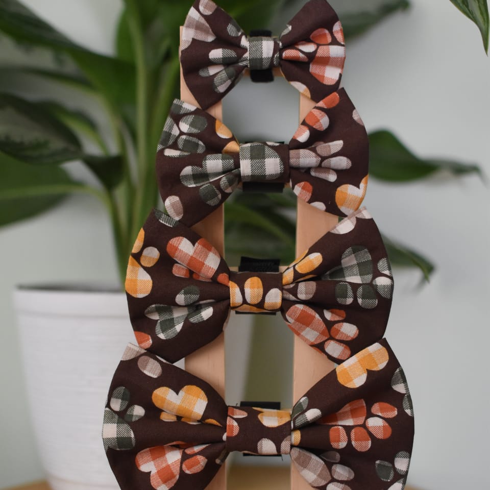 Fall Paw Print Dog Bow Tie, photo 2 of 2
