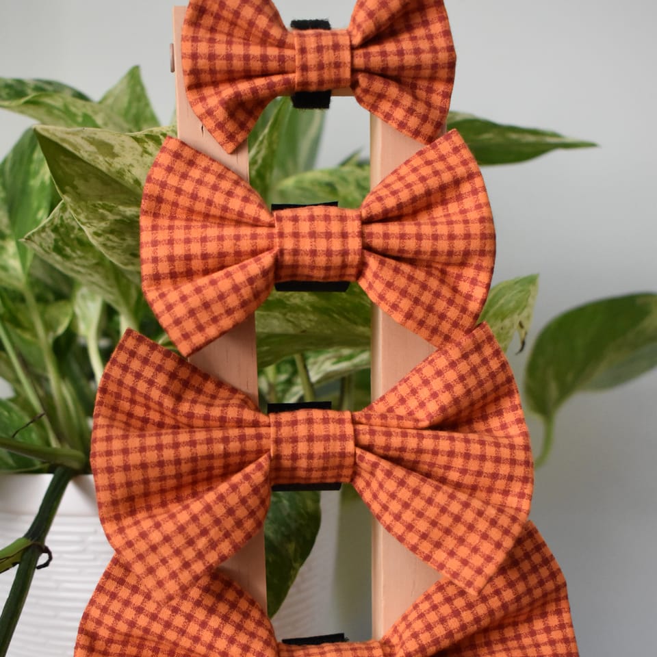 Autumn Gingham Dog Bow Tie, photo 2 of 2