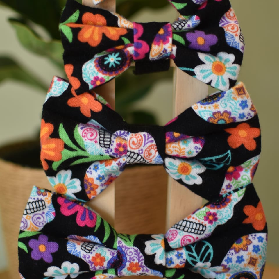 Halloween Sugar Skull Dog Bow Tie, photo 2 of 2
