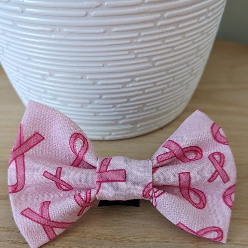 Pink Ribbon Dog Bow Tie, photo 1 of 2