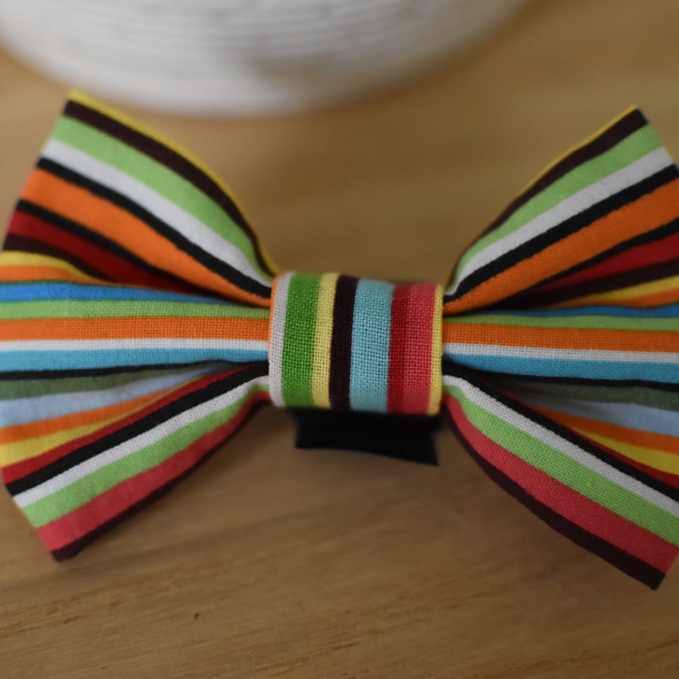 Multi Colored Striped Dog Bow Tie, photo 1 of 2
