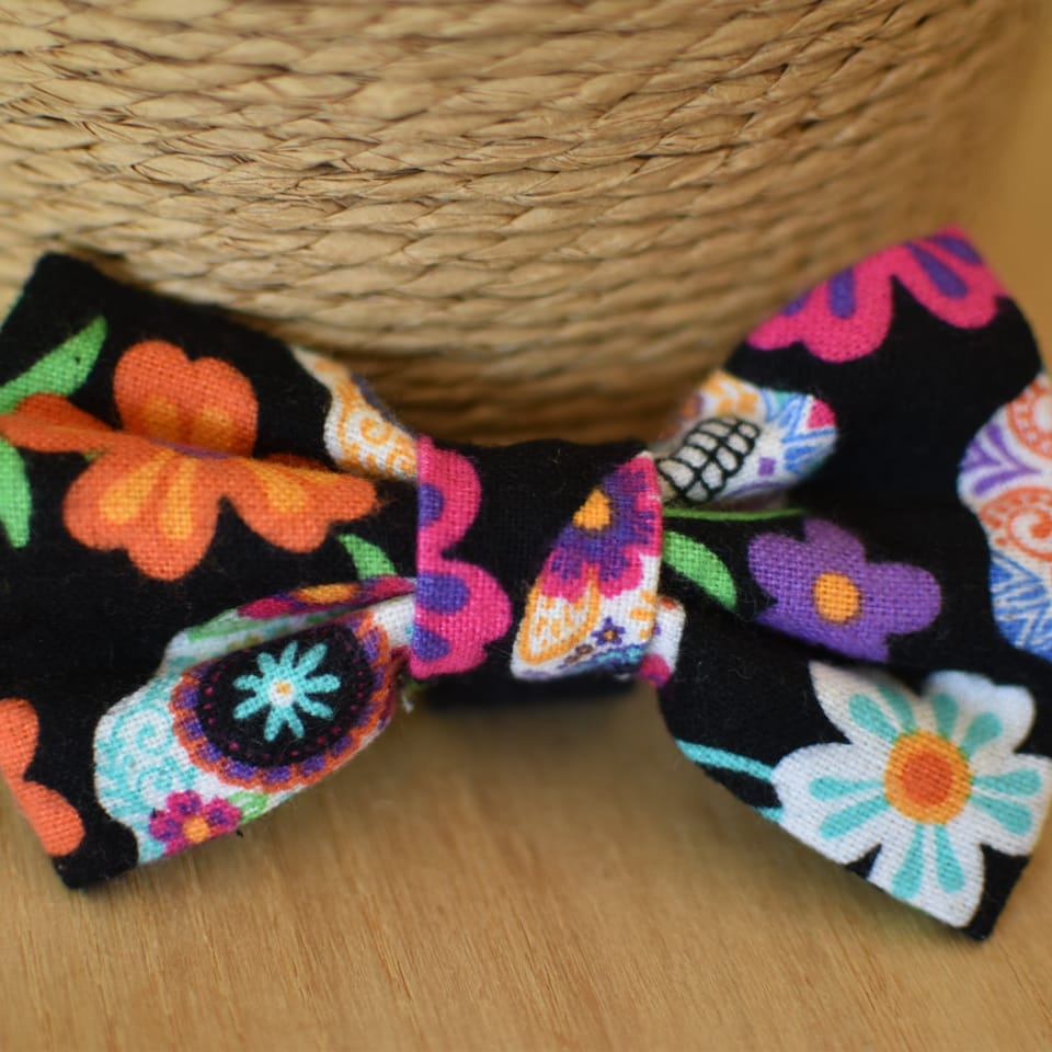 Halloween Sugar Skull Dog Bow Tie, photo 1 of 2