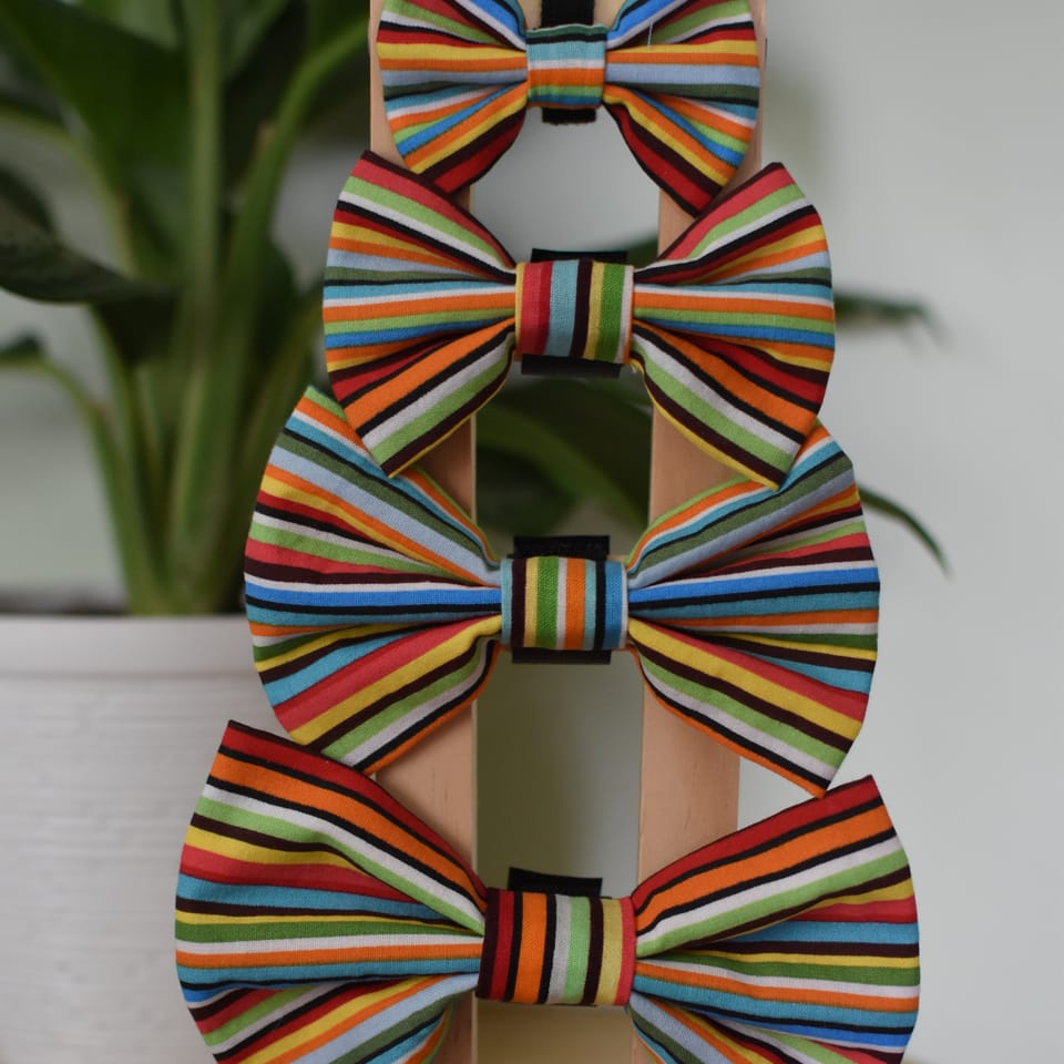 Multi Colored Striped Dog Bow Tie, photo 2 of 2